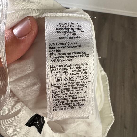 J.Crew Smocked-Waist Pleated Skirt SZ S White Pull On Knee Length A-Line Stretch - Picture 7 of 8